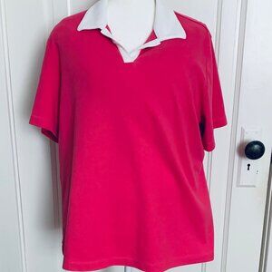 Vintage Bechamel II short-sleeve polo shirt, fuchsia w/white collar 1X